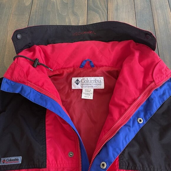 VINTAGE 90s Y2K Columbia Vamoose Ski Jacket Red Black Blue Men's Size Large (P8) - Picture 4 of 11